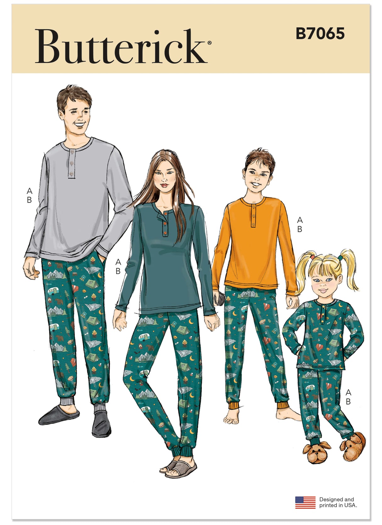 Patron Butterick n°7065 – Pyjamas assortis pour toute la famille