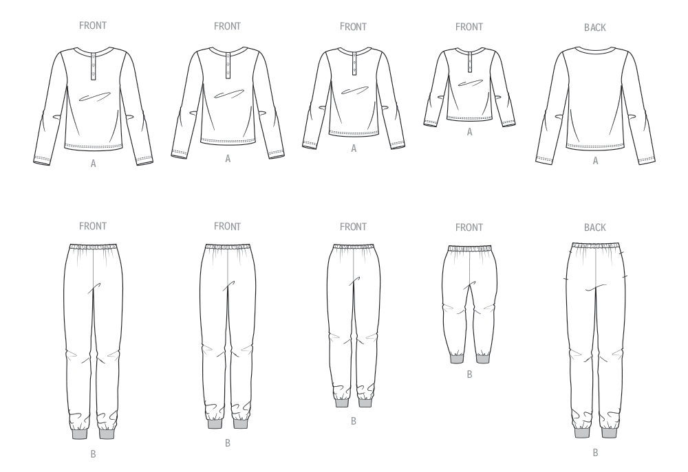 Patron Butterick n°7065 – Pyjamas assortis pour toute la famille