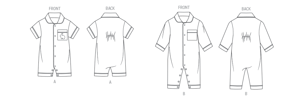 Patron Butterick n°7067 – Combinaison une pièce pour bébé