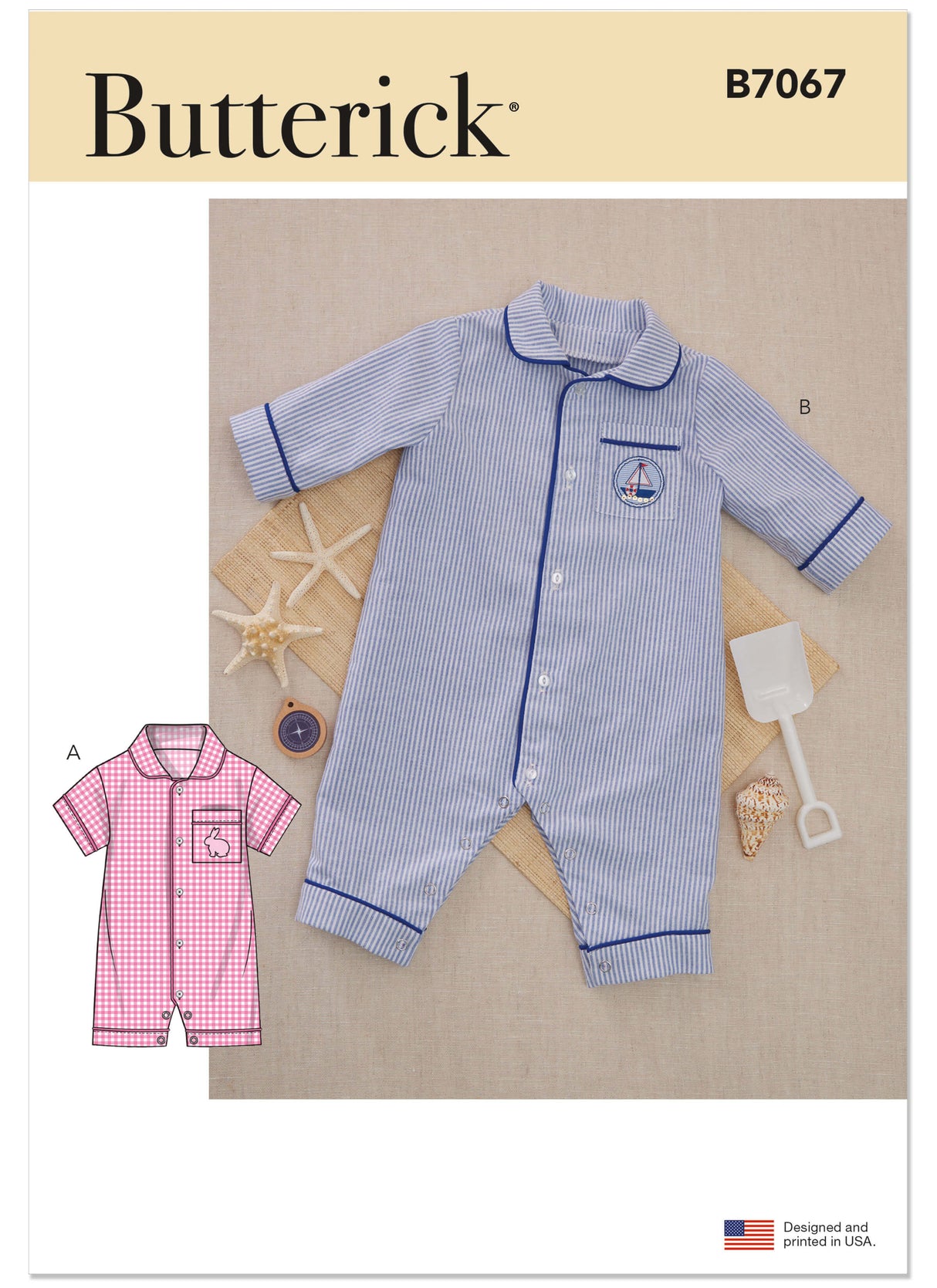Patron Butterick n°7067 – Combinaison une pièce pour bébé