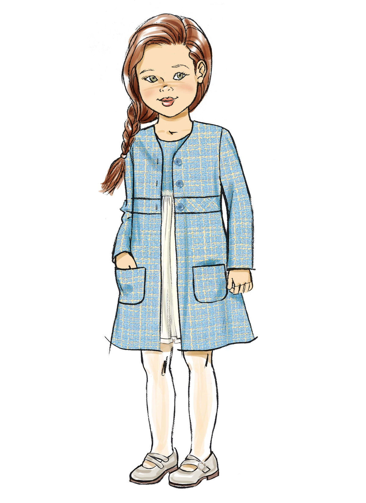 Patron Butterick n°7068 – Manteau et robe coordonnés pour fille