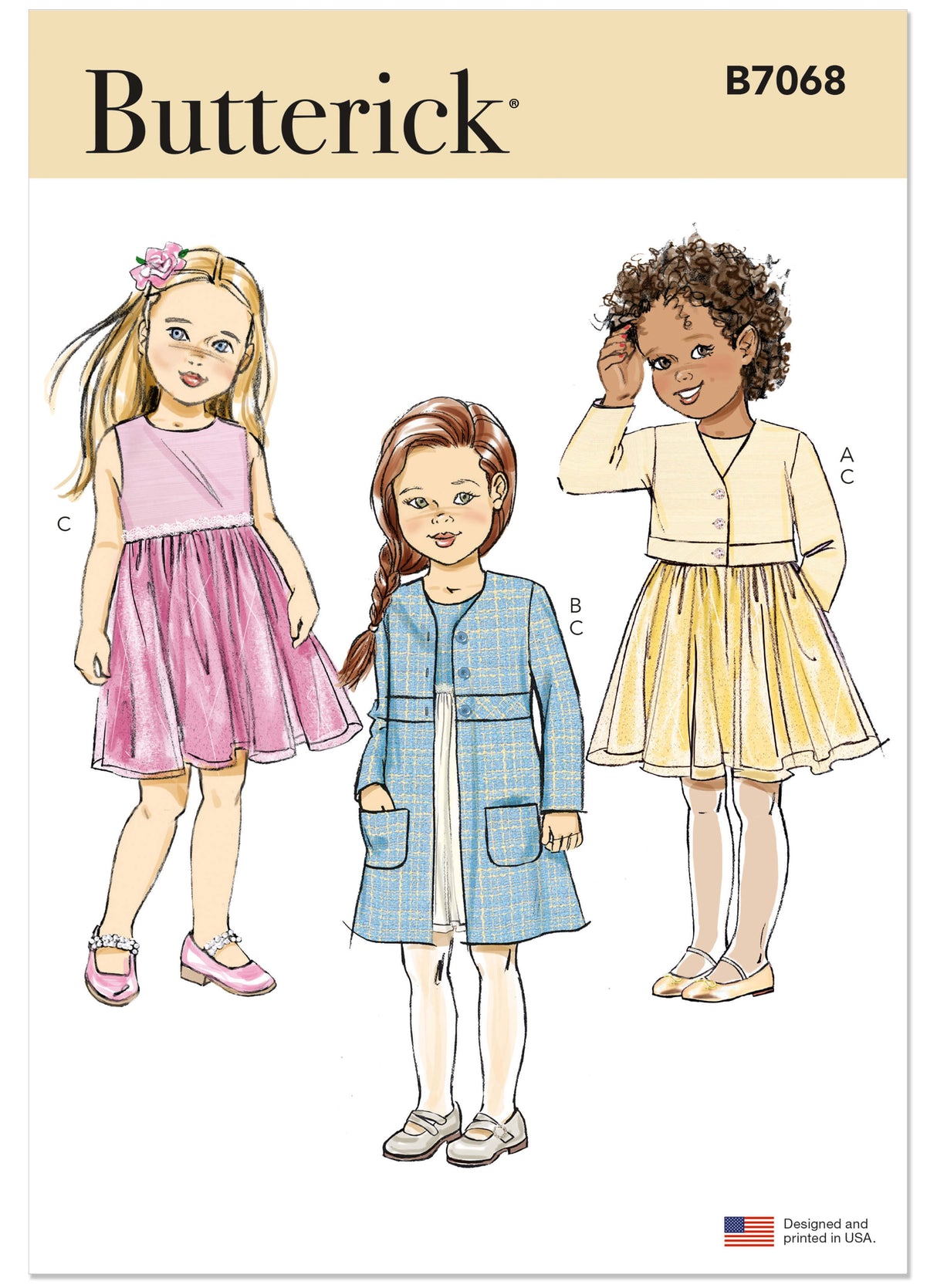 Patron Butterick n°7068 – Manteau et robe coordonnés pour fille