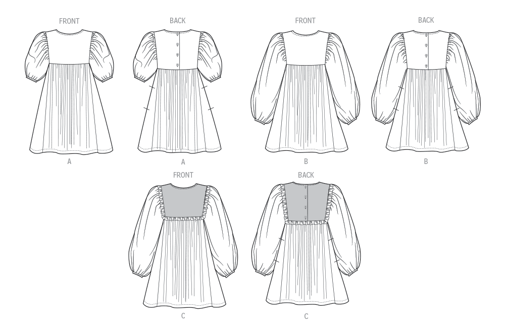 Patron Butterick n°7069 – Robe froncée à manches ballon pour enfant