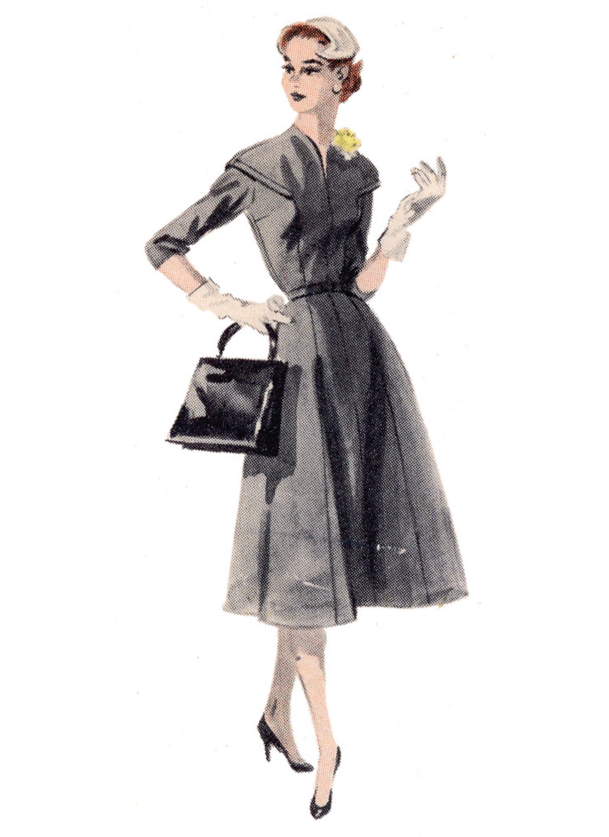 Patron Butterick n°7070 – Robe vintage années 1950 à empiècement cape