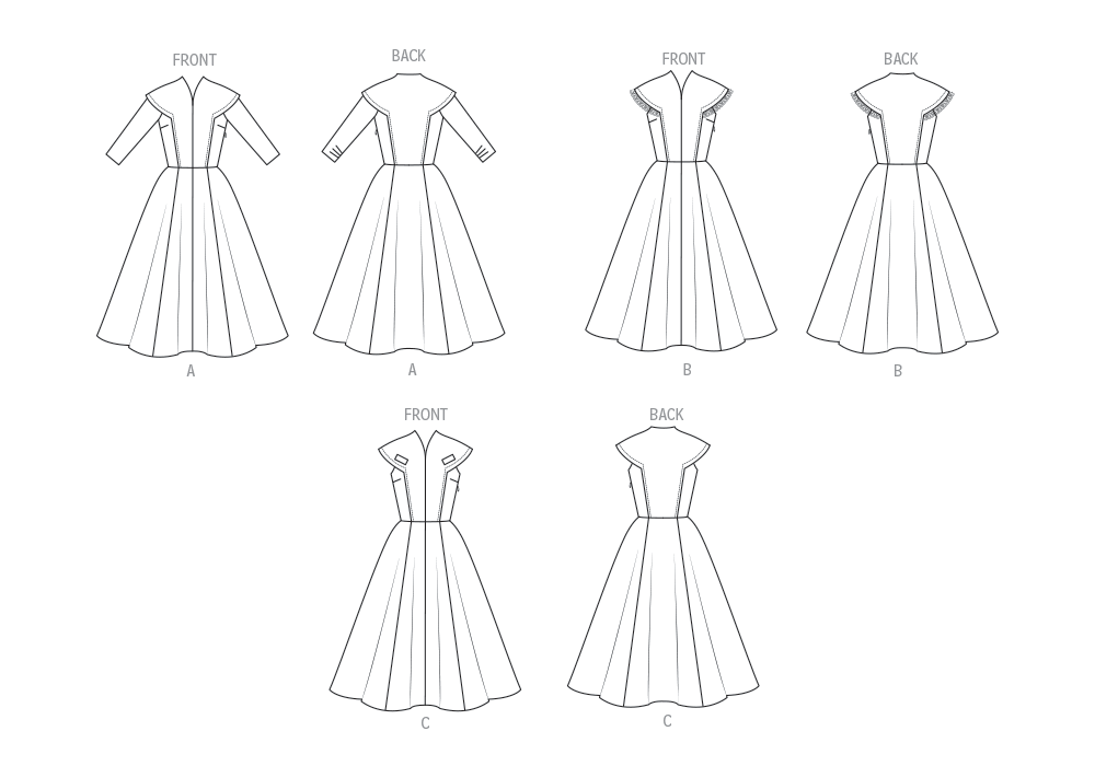 Patron Butterick n°7070 – Robe vintage années 1950 à empiècement cape