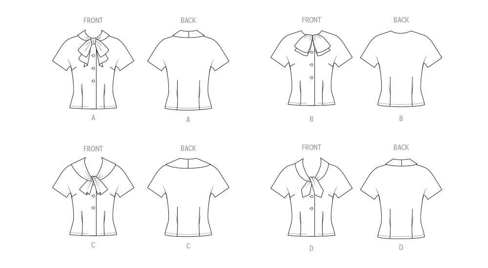 Patron Butterick n°7071 – Blouse vintage années 1960 à quatre encolures