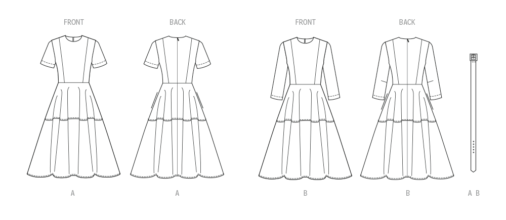 Patron Butterick n°7077 – Robe cintrée à coutures princesse