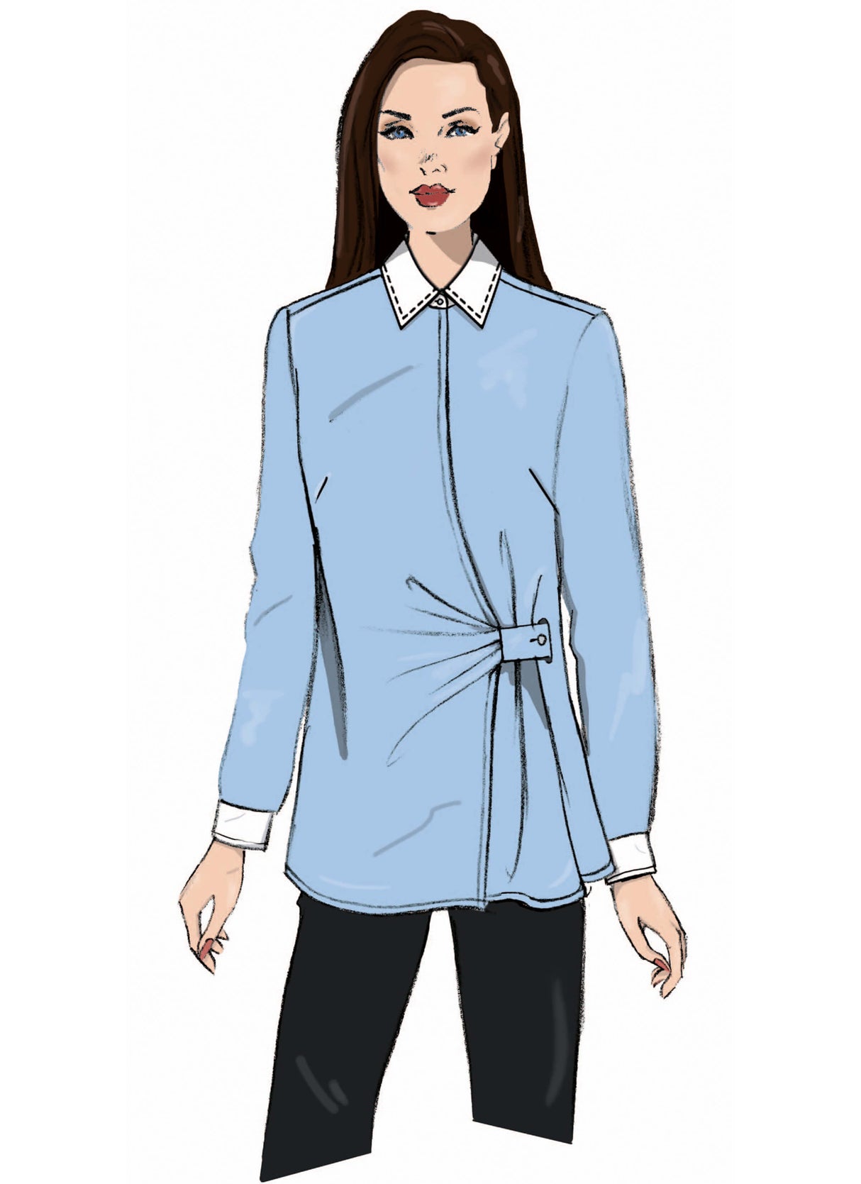 Patron Butterick n°7079 – Haut portefeuille drapé asymétrique