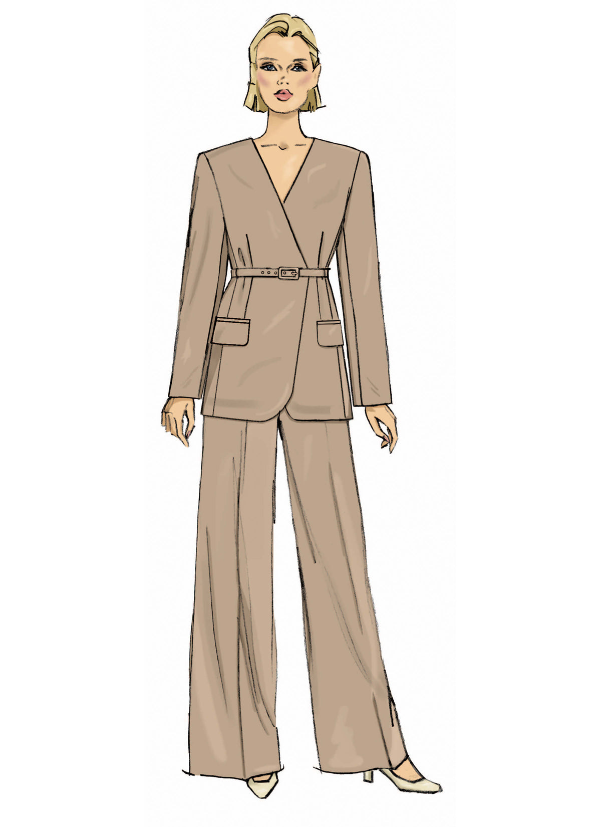 Patron Butterick n°7081 – Veste ceinturée et pantalon large