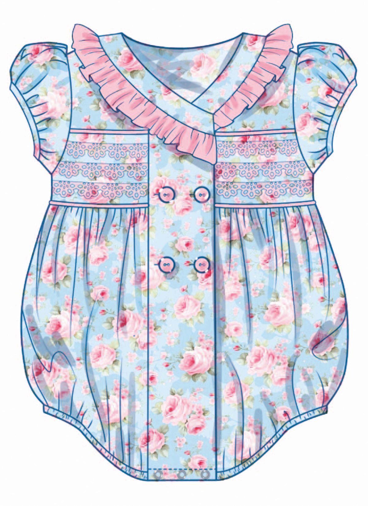 Patron Butterick n°7085 – Grenouillère et bonnet pour bébé