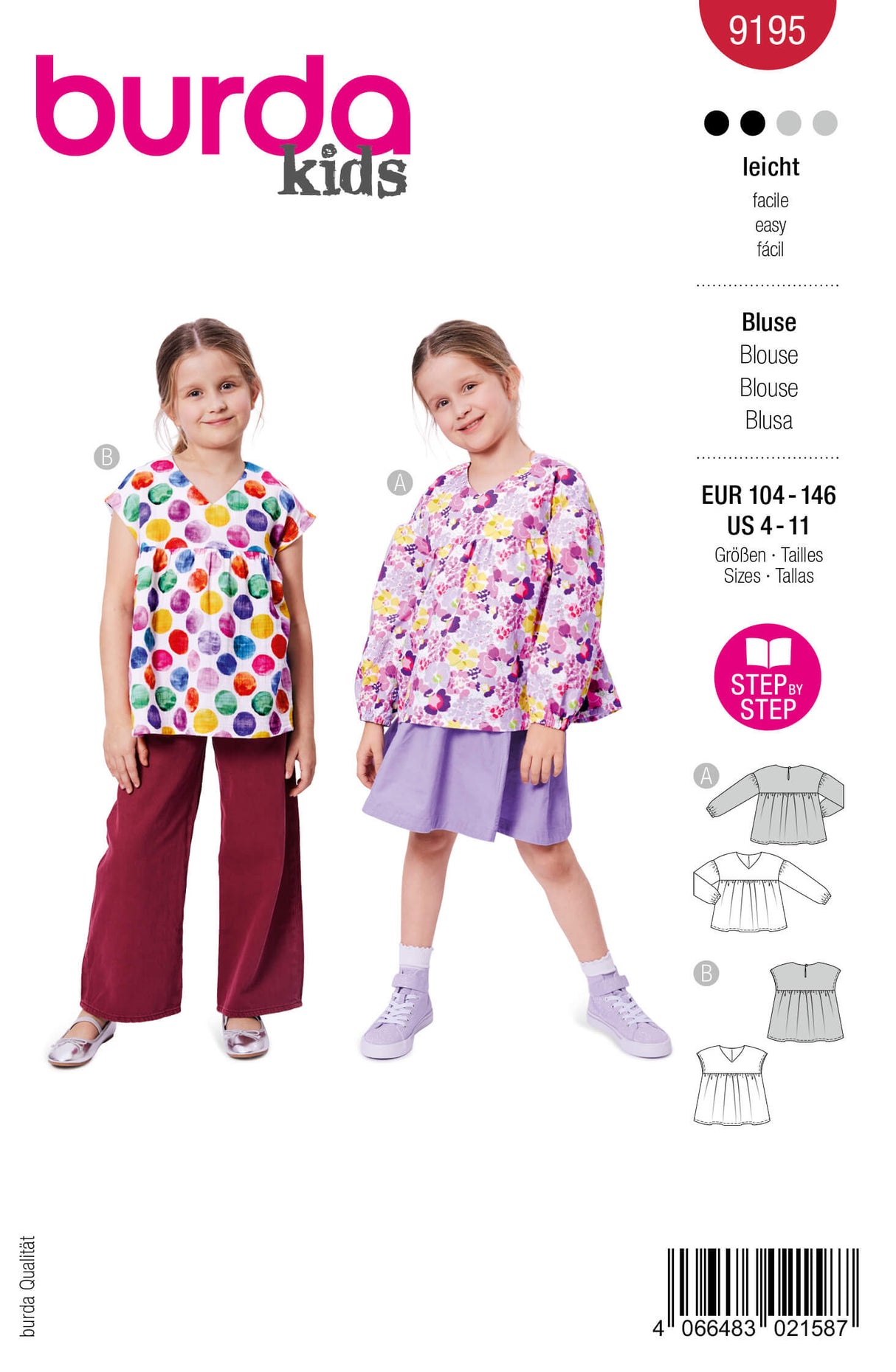 Patron Burda 9195 – Chemisier enfant