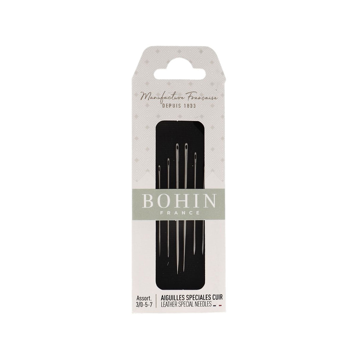 Aiguilles spéciales cuir BOHIN – Assortiment n°3/0, 5, 7