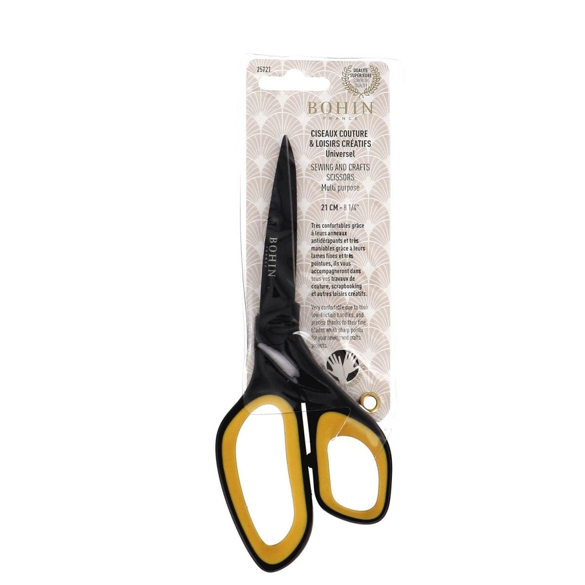 Ciseaux universels BOHIN avec anneaux soft – 21 cm