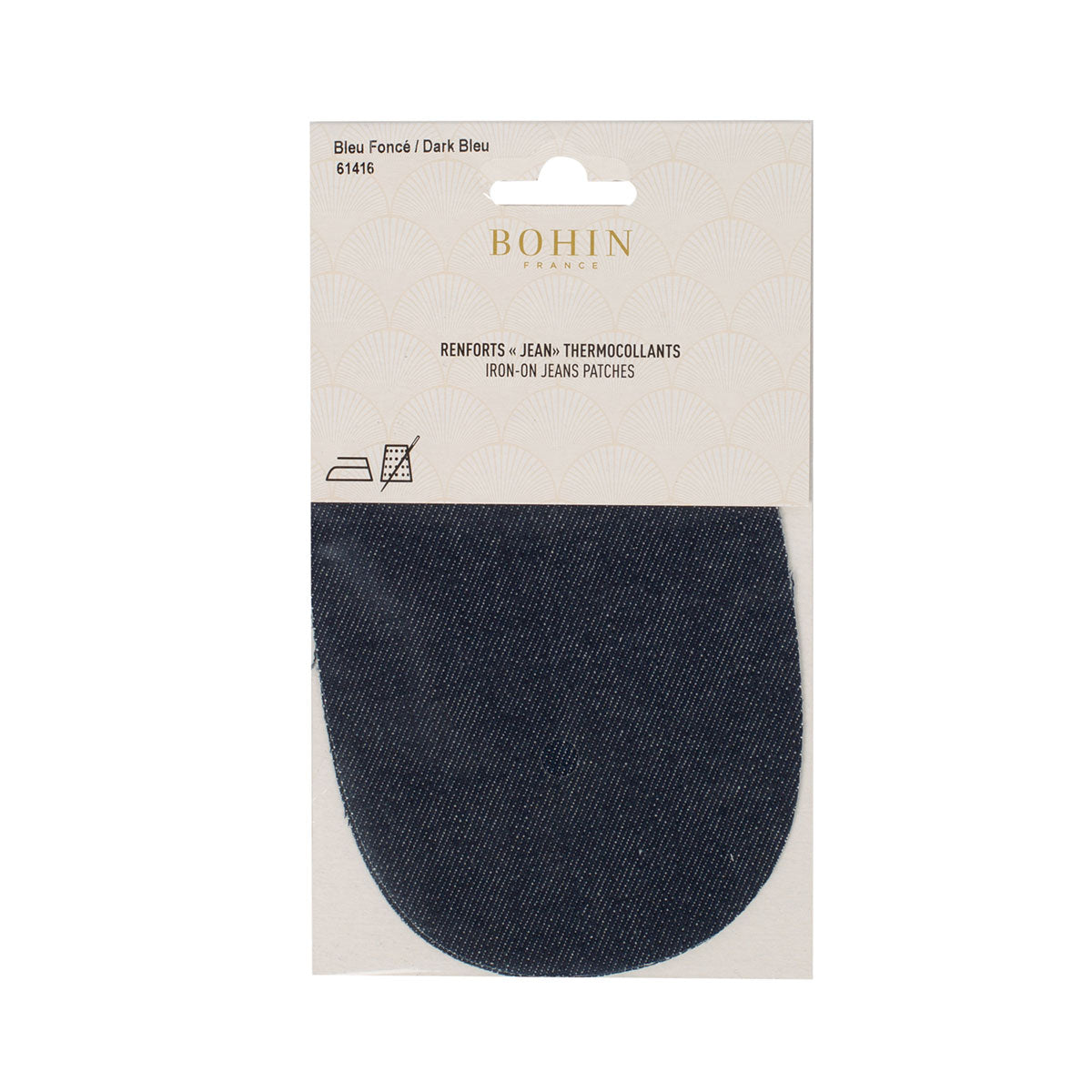 Coudières/Genouillères thermocollantes en jean bleu foncé BOHIN – 10 x 15 cm