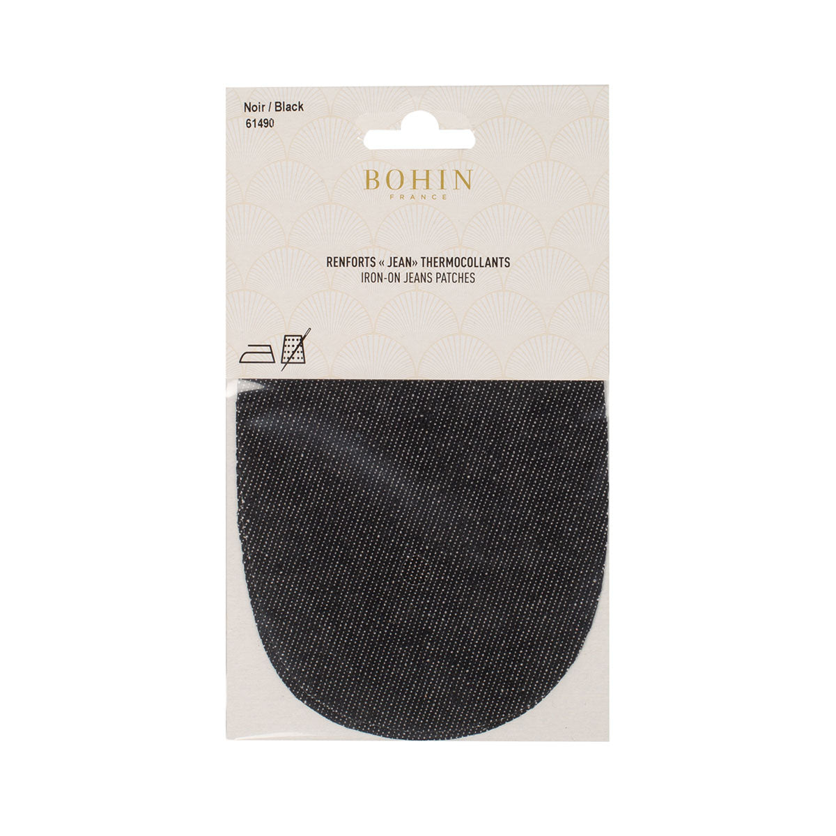 Coudières/Genouillères thermocollantes en jean noir BOHIN – 10 x 15 cm