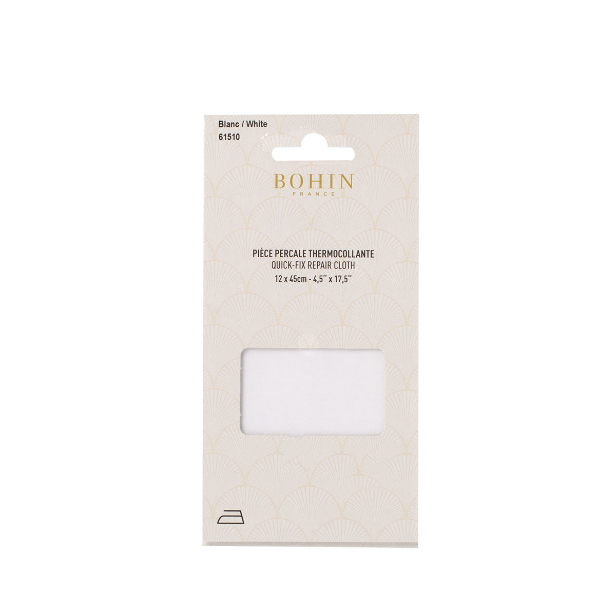 Patch de réparation thermocollant en percale de coton blanc BOHIN – 12 x 45 cm