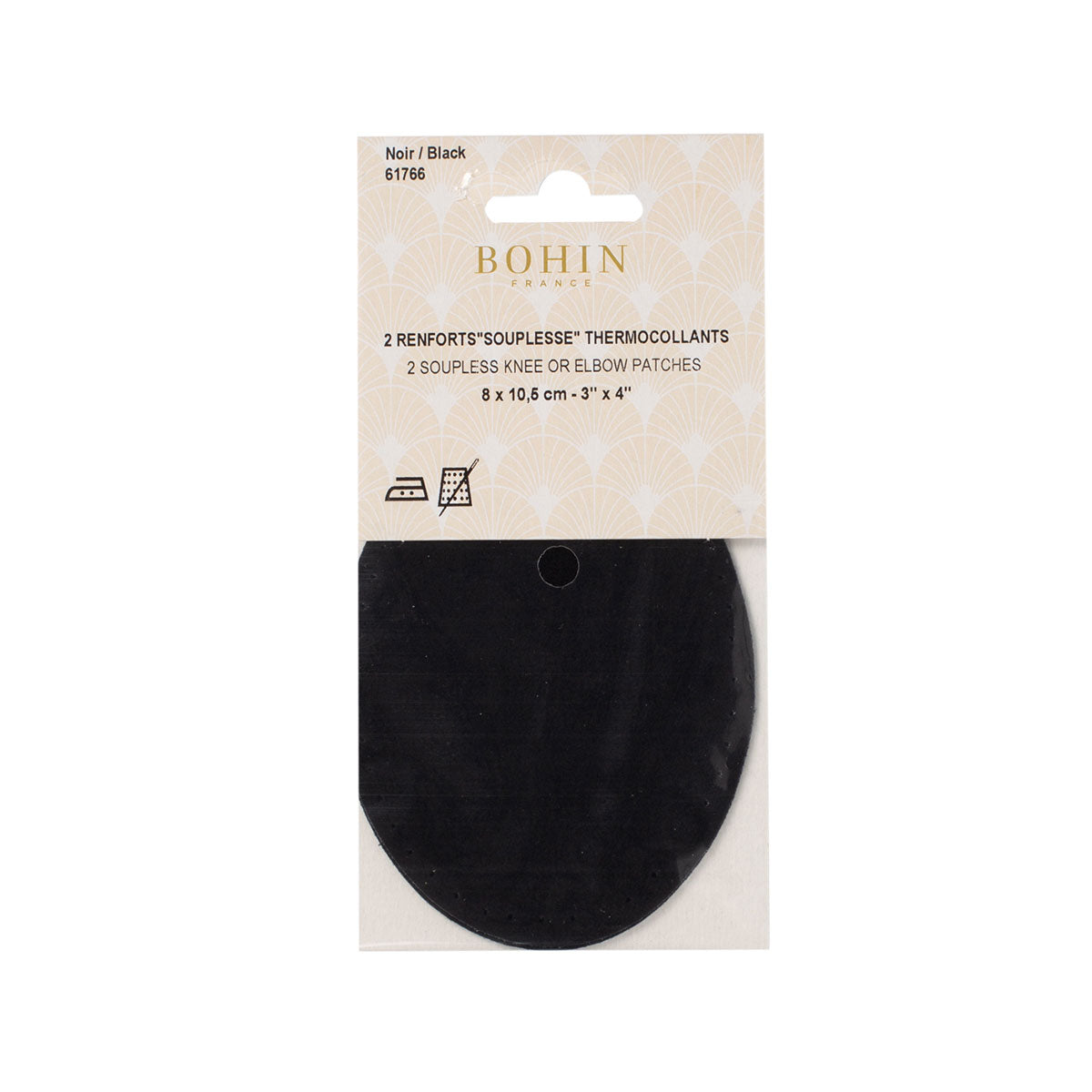 Coudières/Genouillères thermocollantes BOHIN – Noires, 8 x 10,5 cm