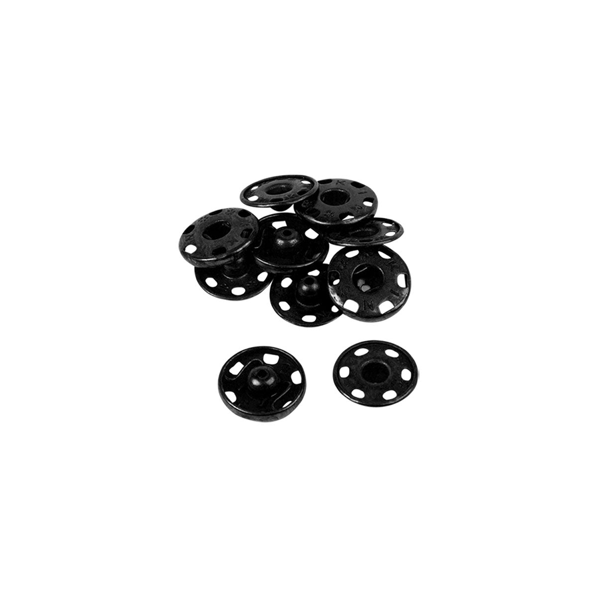 Boutons-pression à coudre en laiton inoxydable BOHIN N°7 – 18 mm, Noir