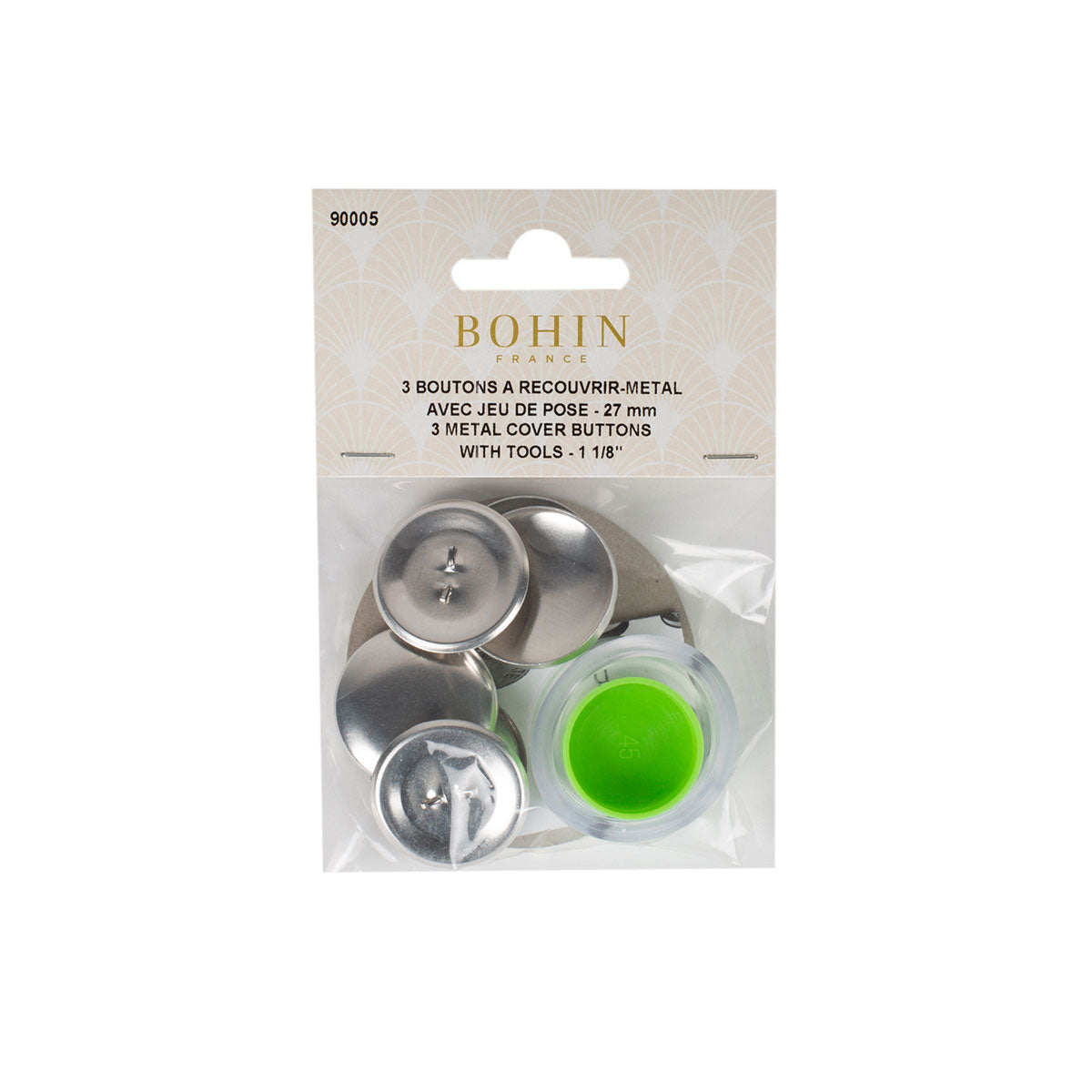 Boutons à recouvrir en métal à coudre BOHIN – 27 mm