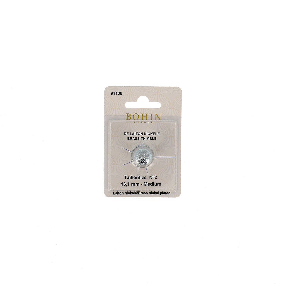 Dé à coudre classique en laiton nickelé BOHIN – Taille 16,1 mm