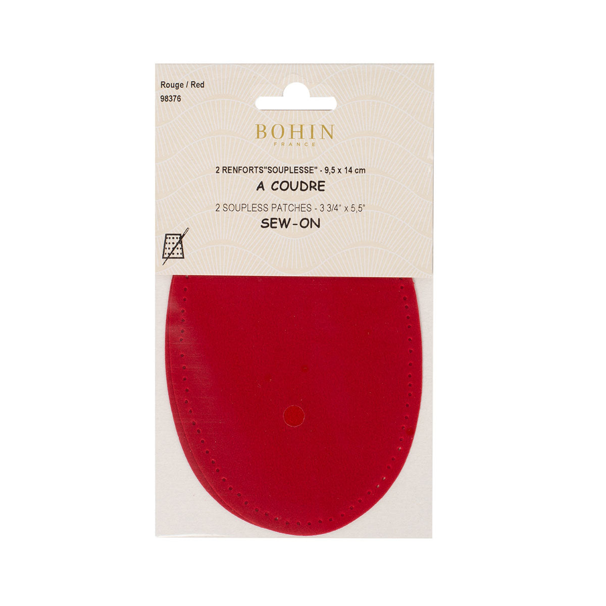 Renforts coudes et genoux imitation daim rouge à coudre BOHIN – 10 x 15 cm