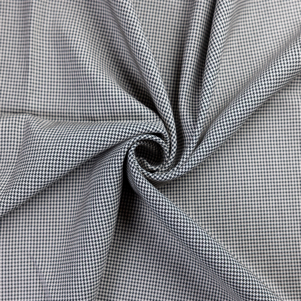 Tissu tailleur viscose & élasthanne – Pieds-de-puce noir et blanc