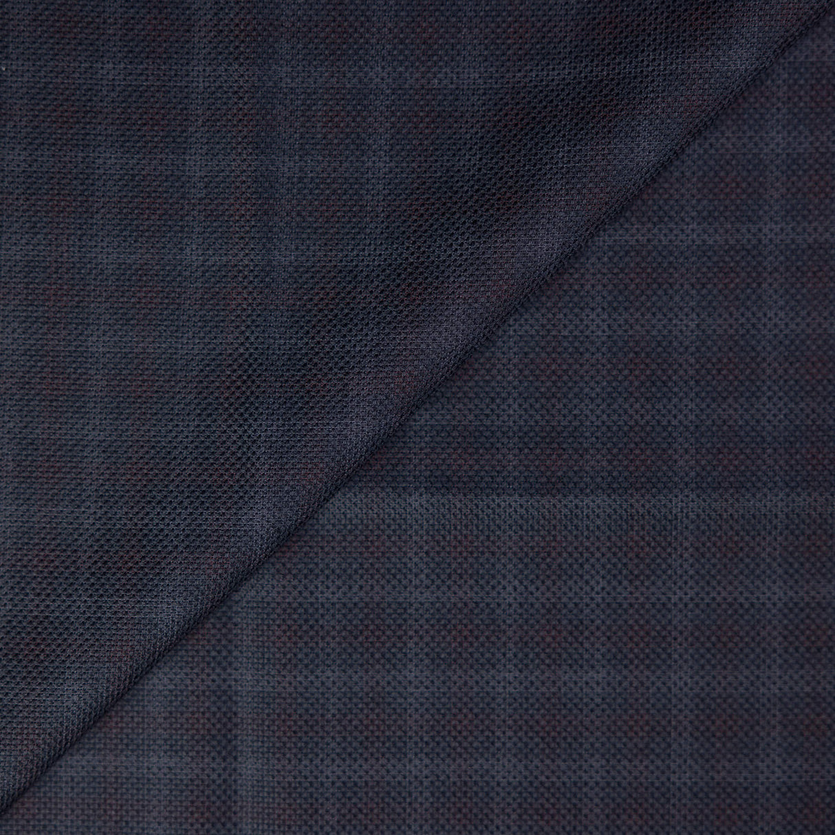 Tissu tailleur piqué 100% laine – Carreaux bordeaux fond marine