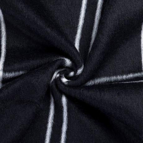 Drap de laine vierge & alpaga brossé – Carreaux blancs fond noir