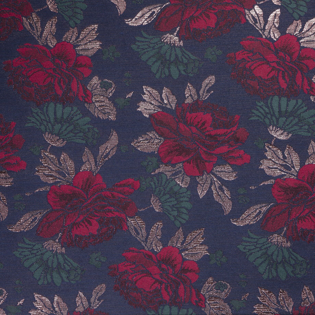Jacquard - Floral roses rouges fond marine