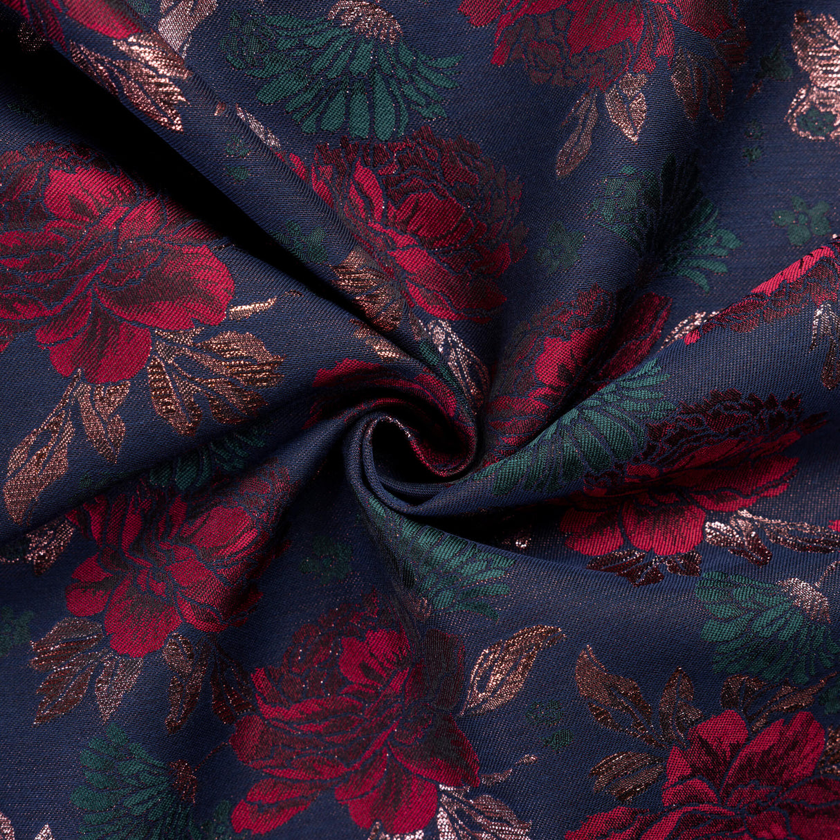 Jacquard - Floral roses rouges fond marine