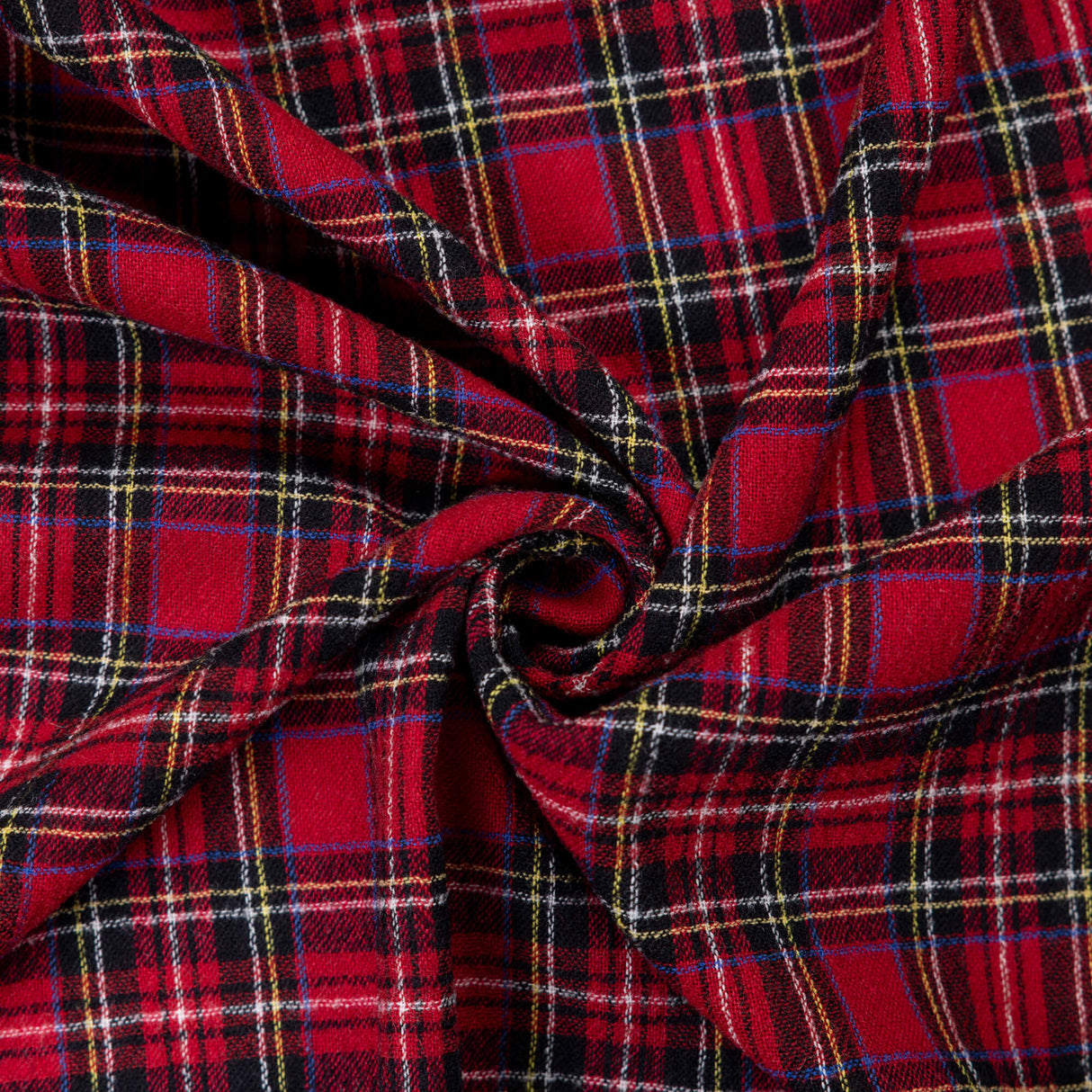 Étamine de laine vierge & élasthanne – Tartan rouge noir