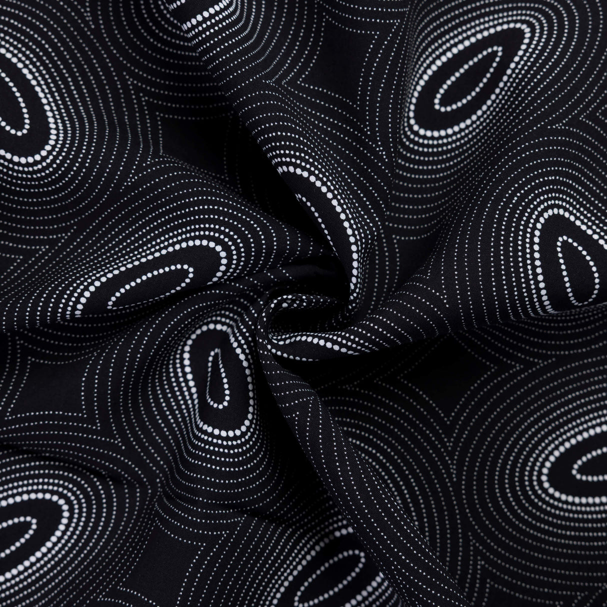 Viscose imprimée – Ondes graphiques noires et blanches