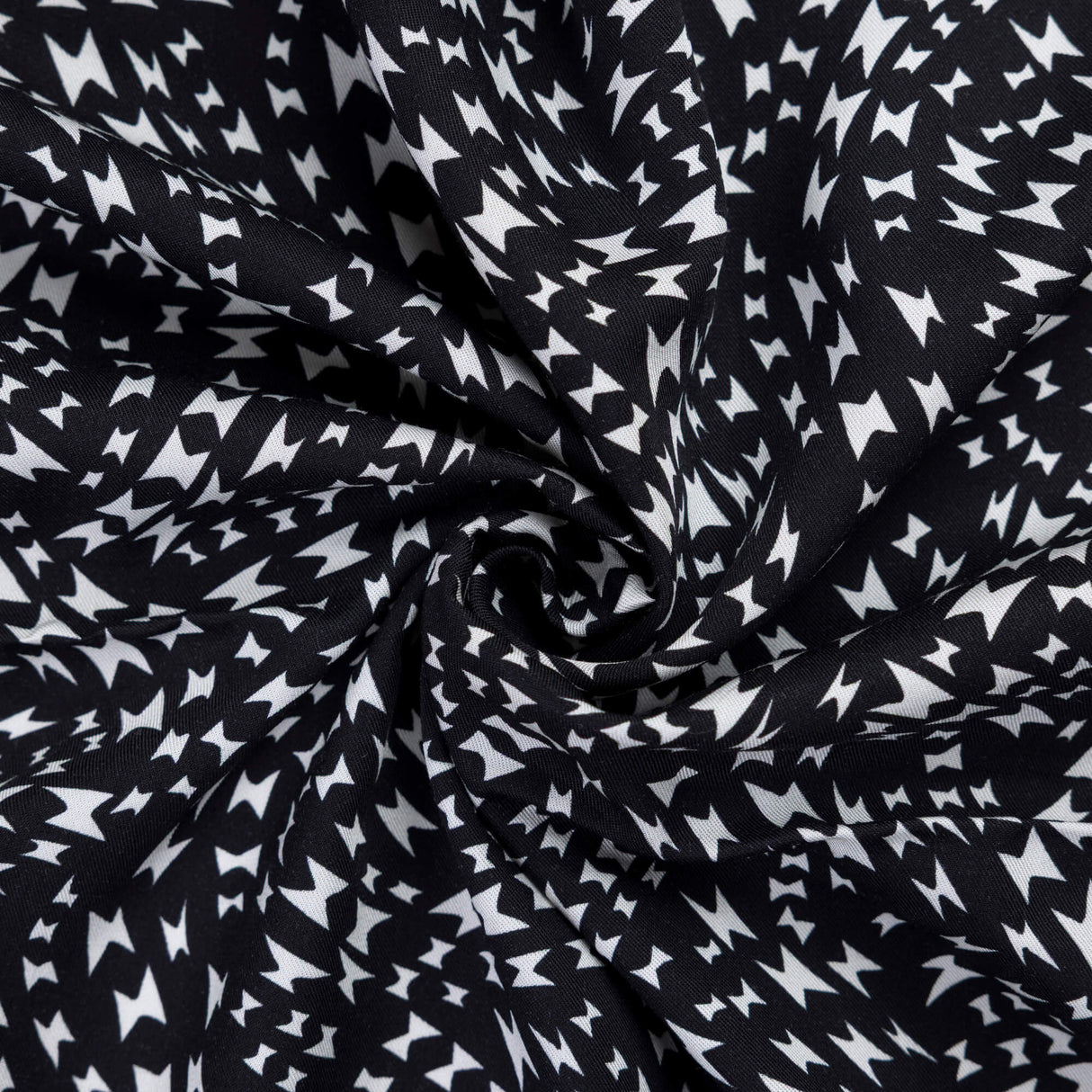 Twill 100% viscose – Éclairs blancs sur fond noir