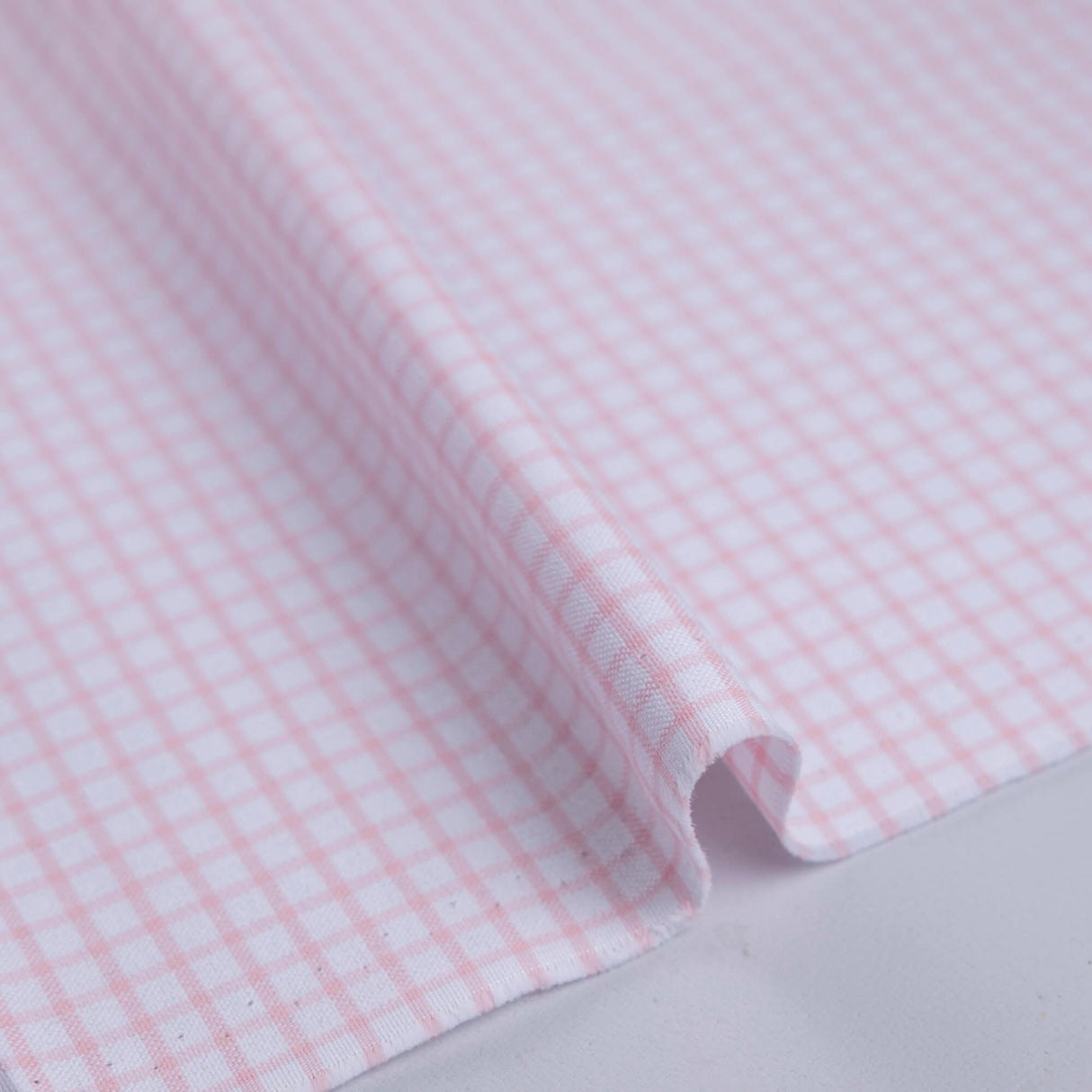 Oxford 100% coton - Carreaux rose fond blanc