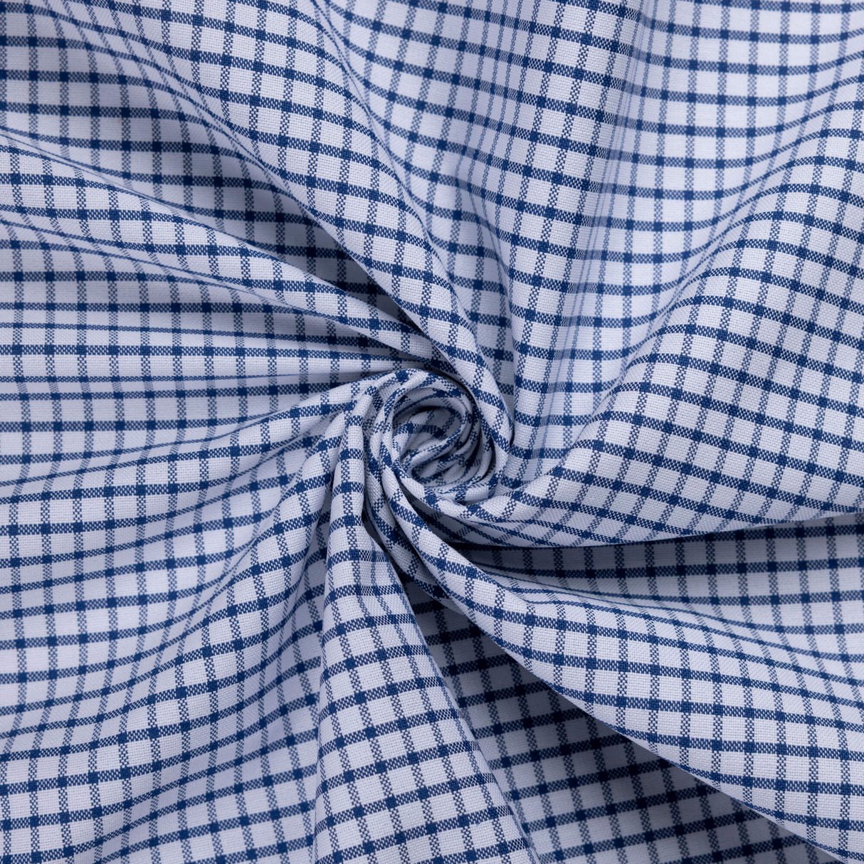 Oxford 100% coton - Carreaux bleu marine fond blanc