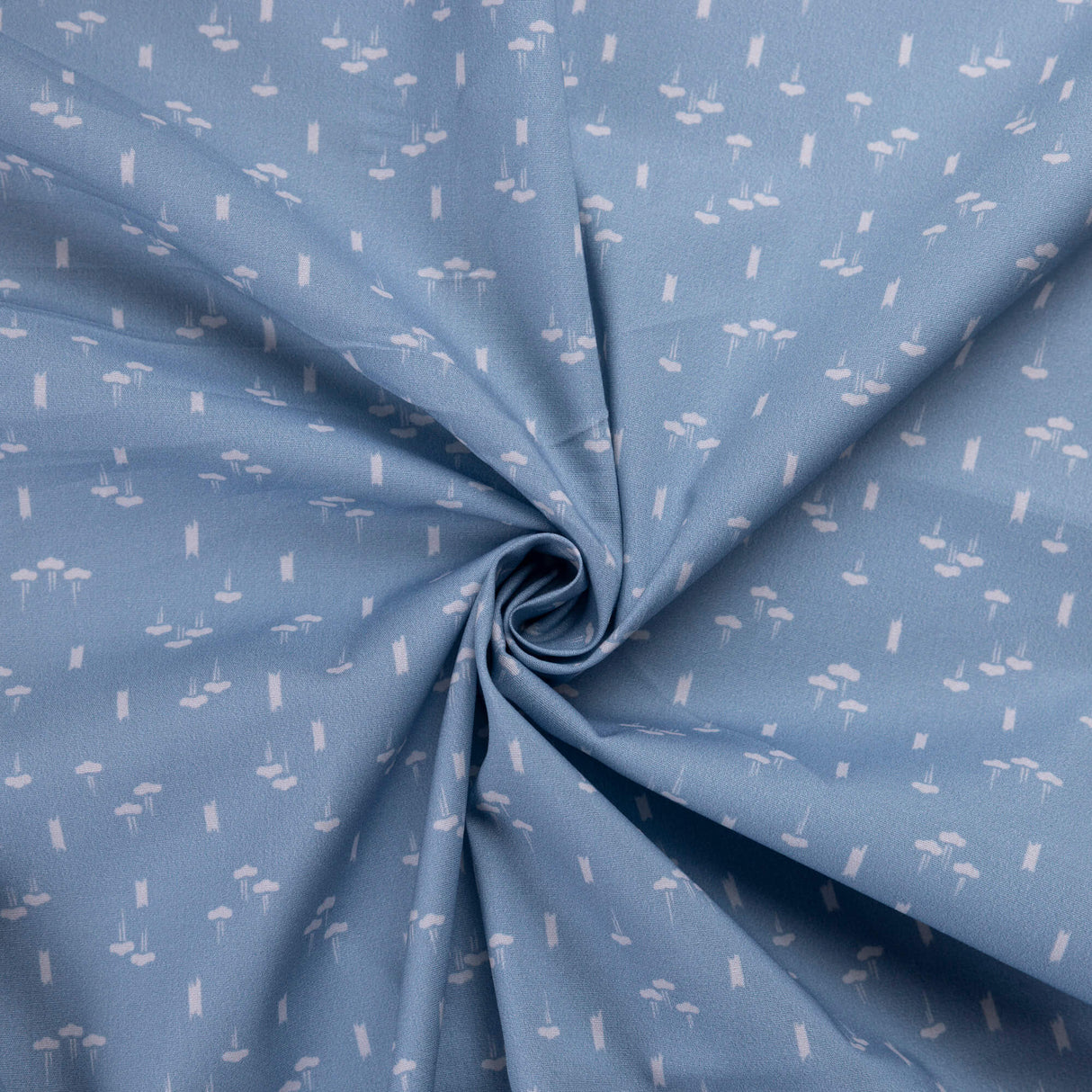Popeline coton & élasthanne – Motif abstrait blanc fond bleu