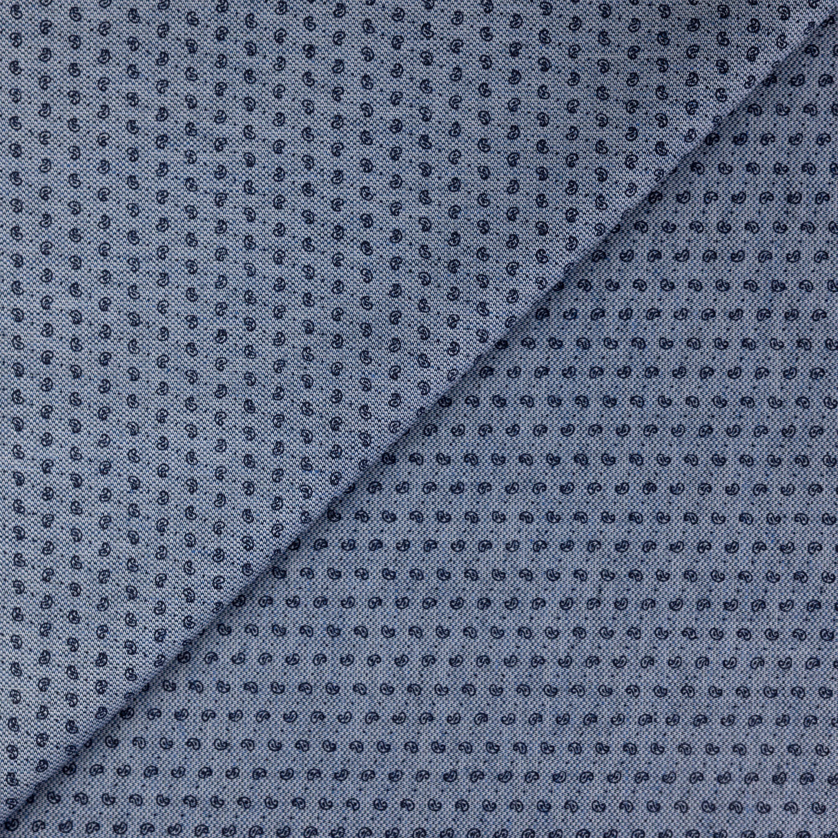 Tissu chemise 100% coton - Cachemire marine fond bleu et blanc