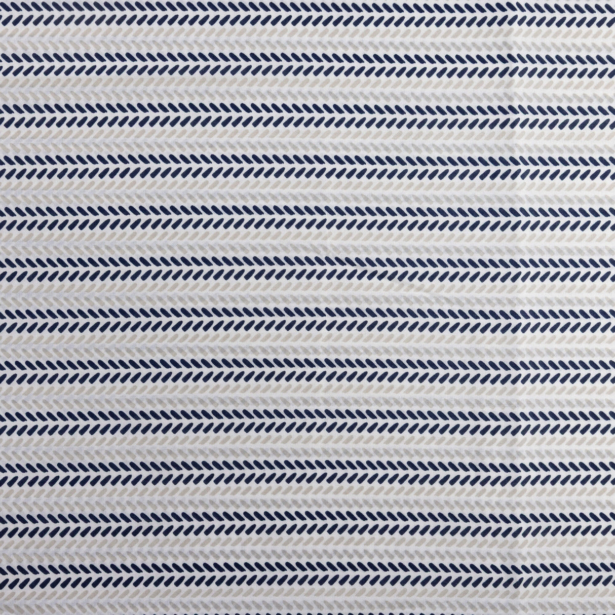 Étoffe 100% viscose - Rayure feuillage bleu fond blanc
