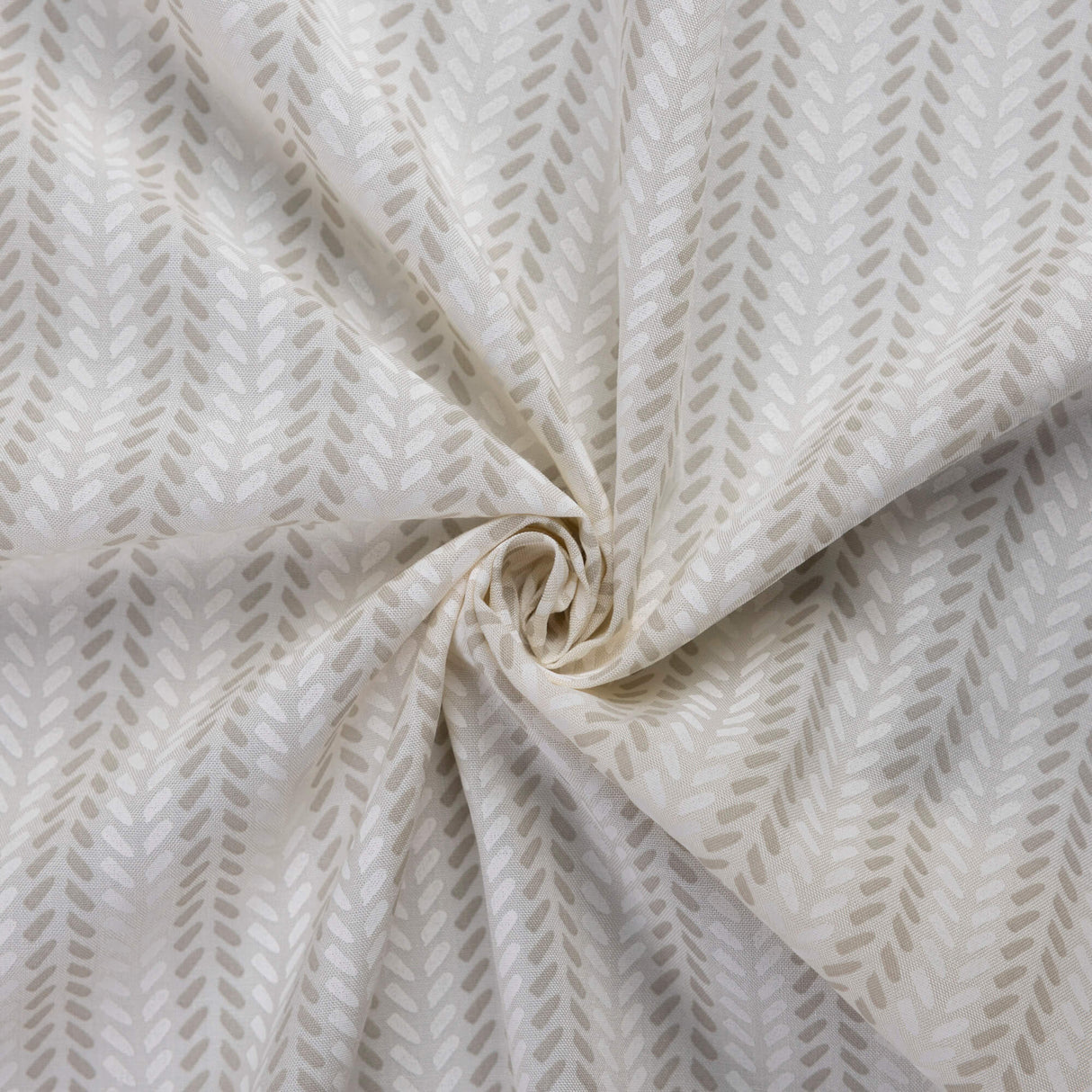 Étoffe 100% viscose – Rayure feuillage gris fond écru