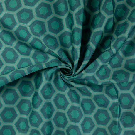 Étoffe 100% viscose – Hexagone vert