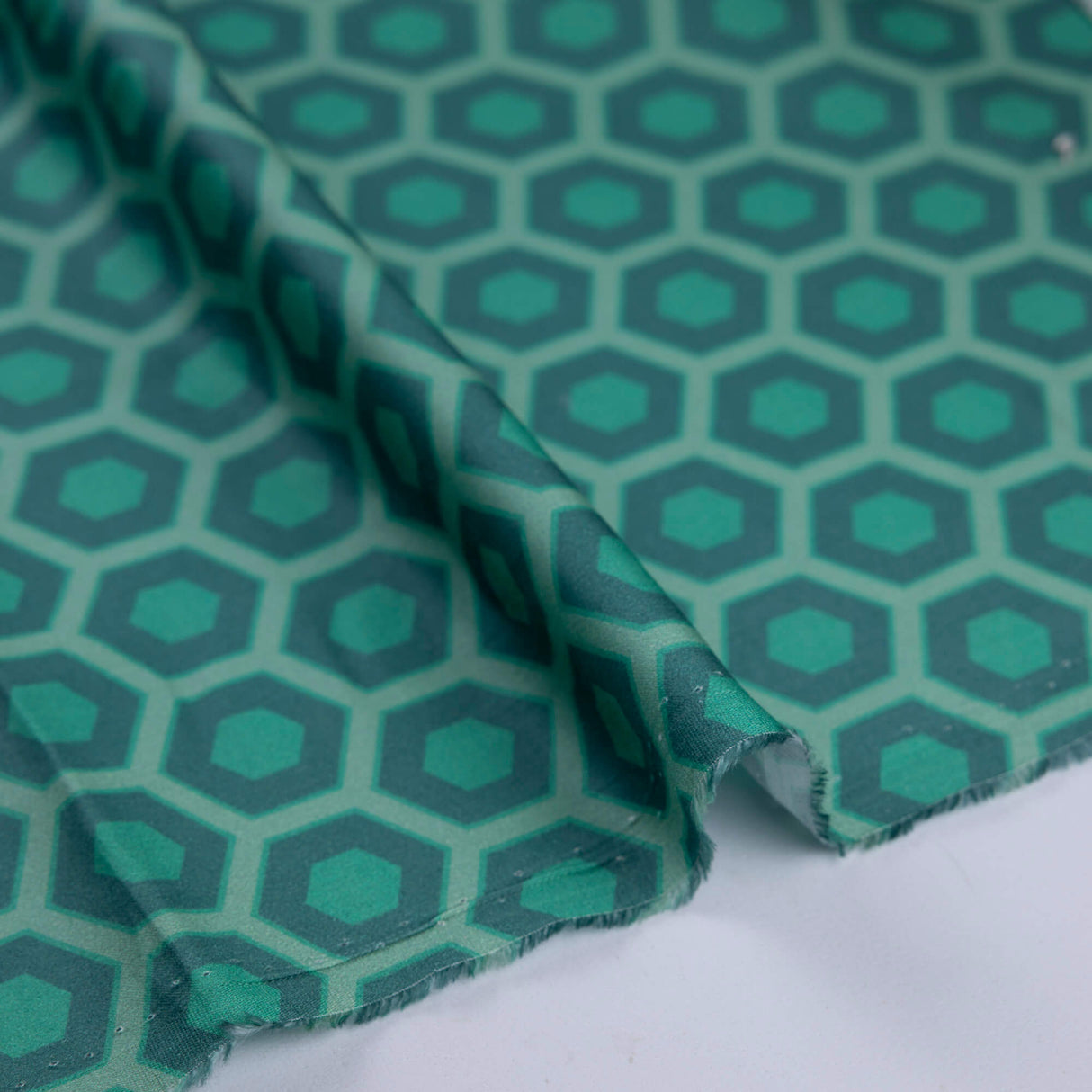 Étoffe 100% viscose – Hexagone vert