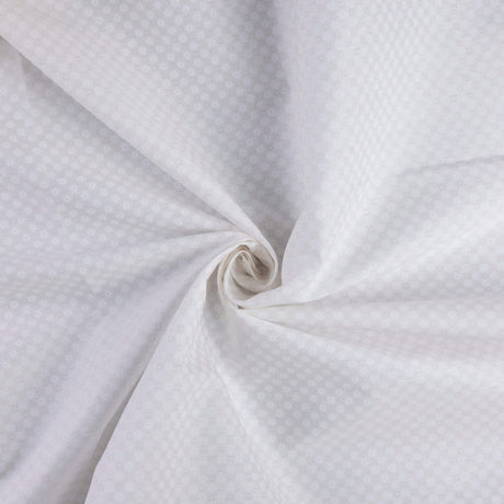 Batiste 100% coton - Cercle beige fleur blanche fond écru