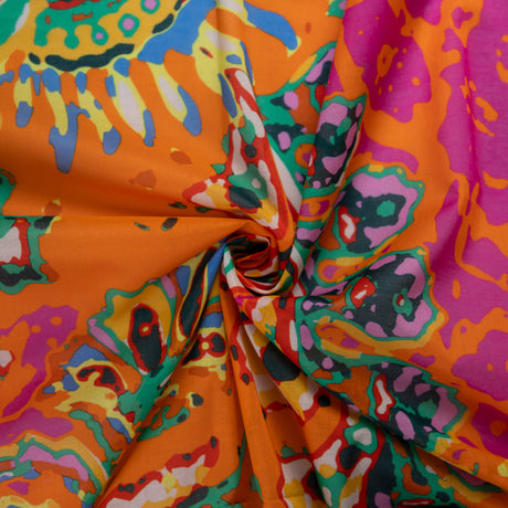 Voile 100% coton – Abstrait orange multicolore