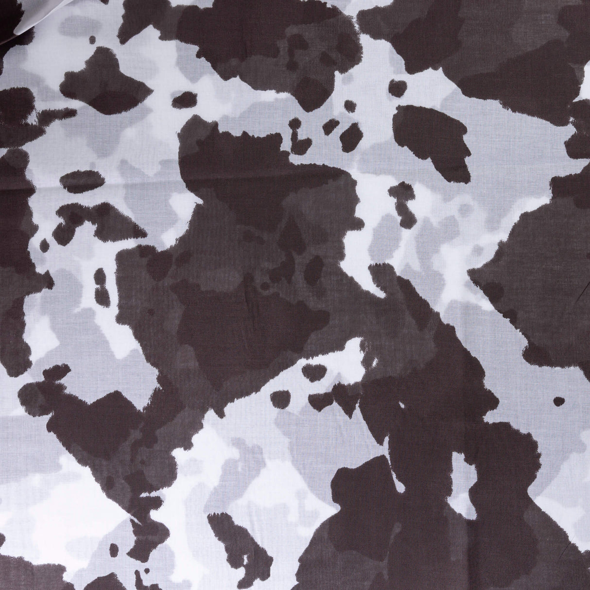 Voile 100% coton – Motif abstrait marron fond blanc