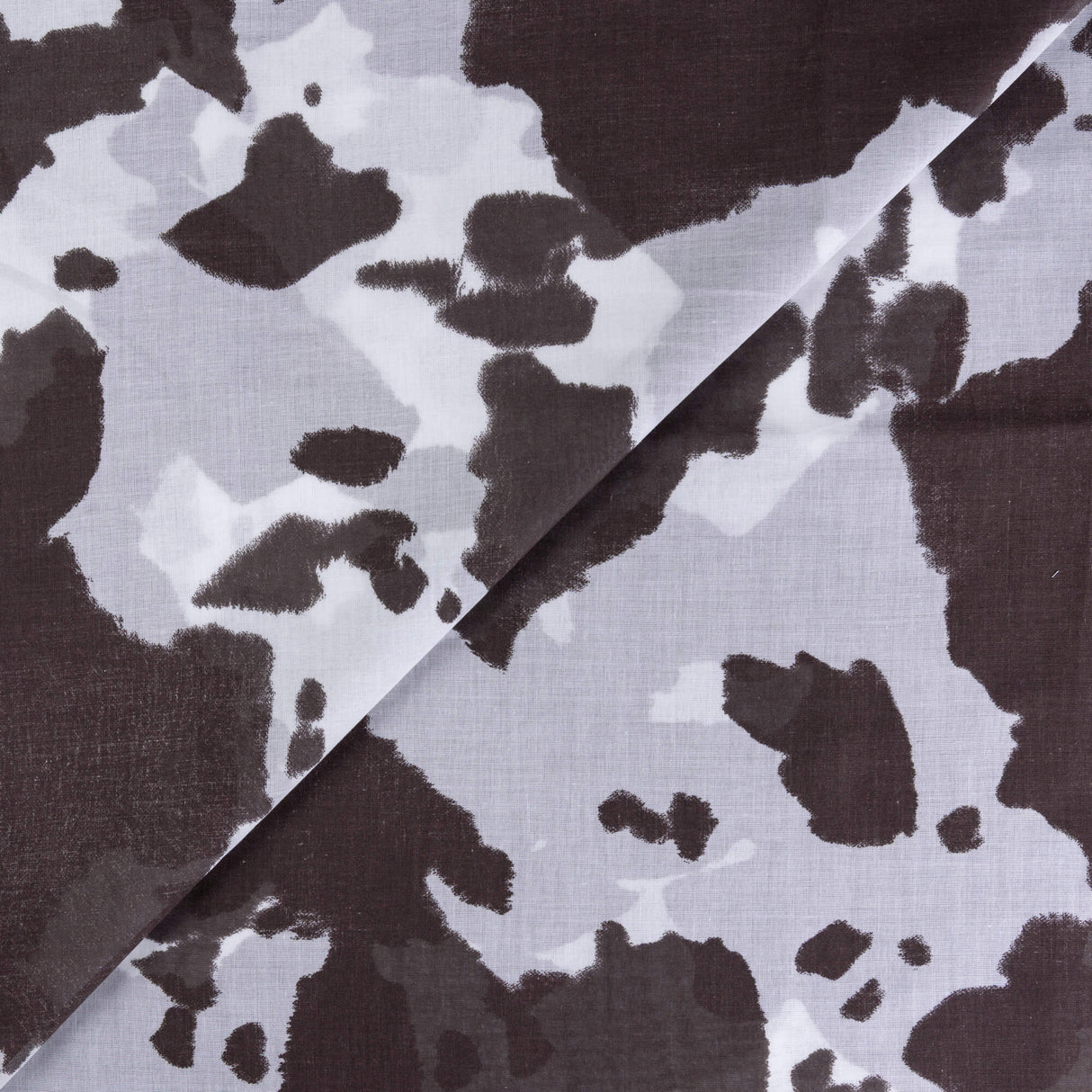 Voile 100% coton – Motif abstrait marron fond blanc