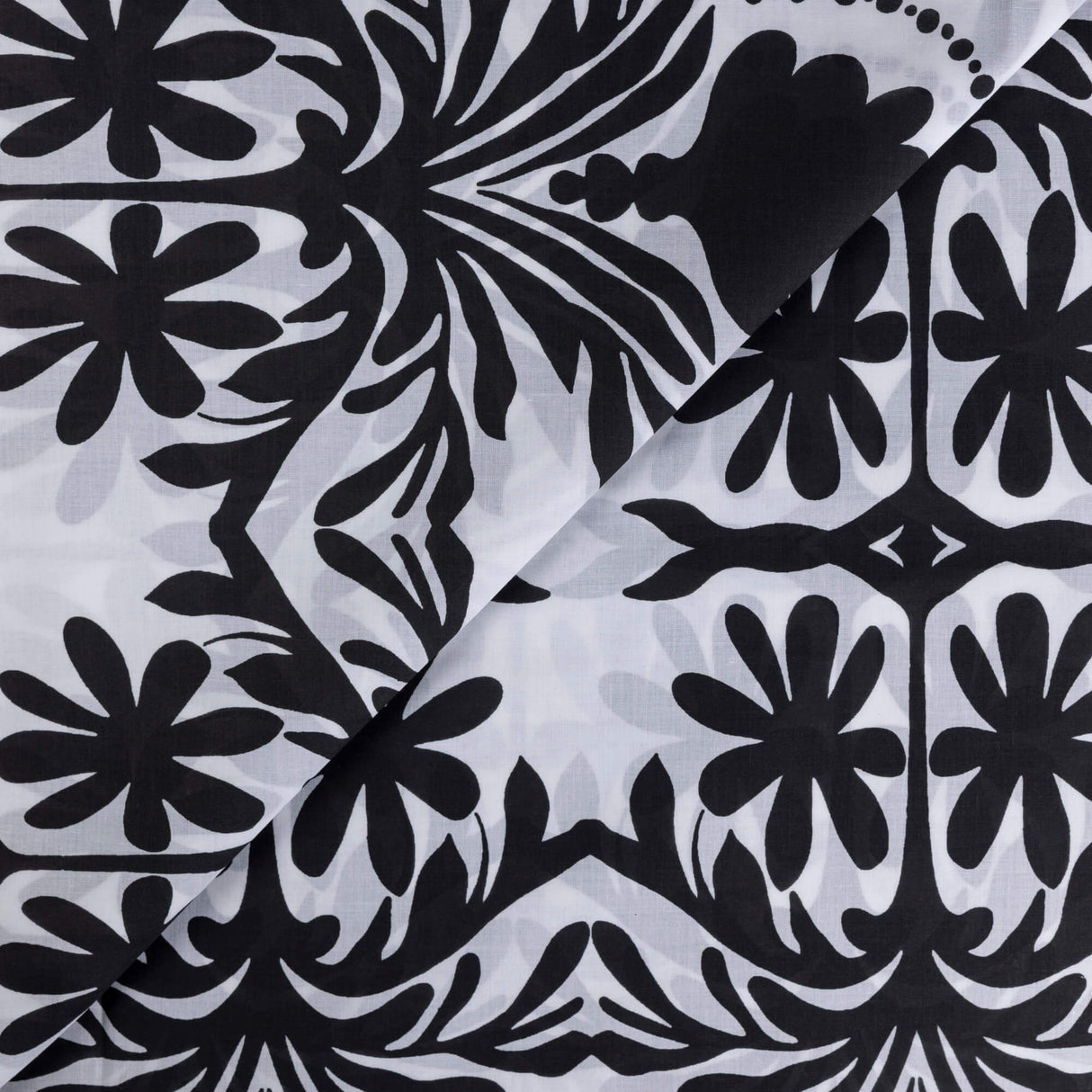 Voile 100% coton – Motif baroque noir & blanc