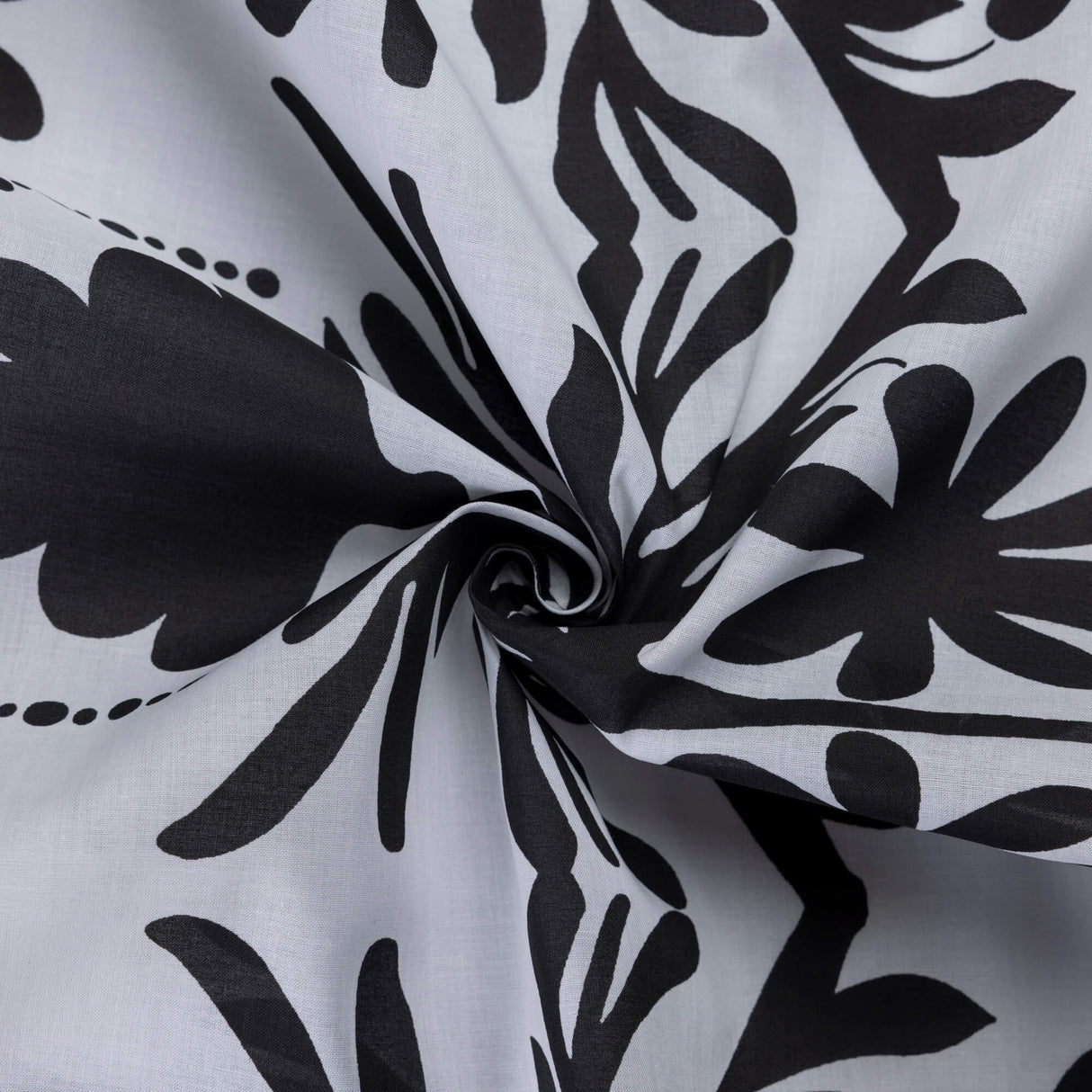 Voile 100% coton – Motif baroque noir & blanc