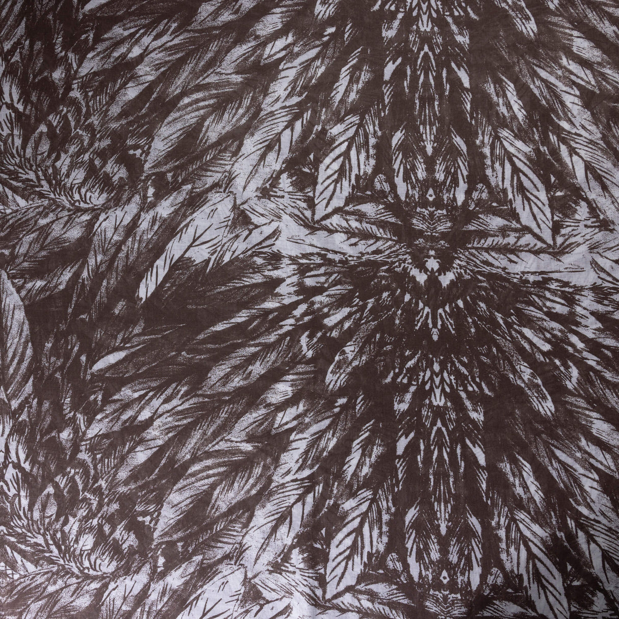 Voile 100% coton – Plumes marron