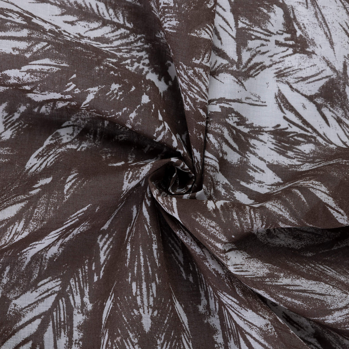 Voile 100% coton – Plumes marron