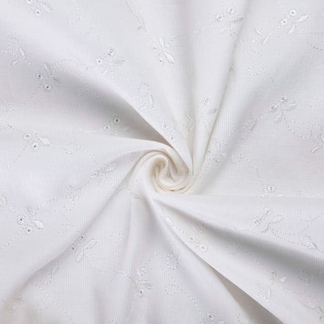 Velours milleraies - Brodée fleuri blanc cassé